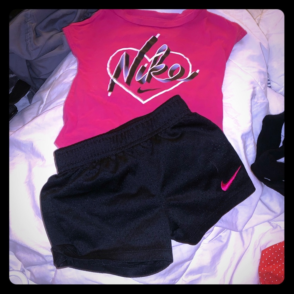 Pink toddler Nike short set